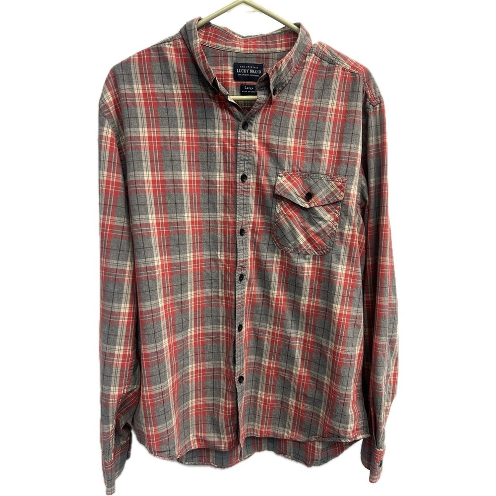 Lucky Brand Men’s Plaid Button Down Long Sleeve Shirt Size Large